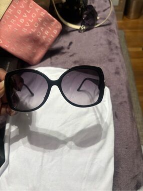 Bulgari Black Frame Sunglasses with Gradient Gray Lenses